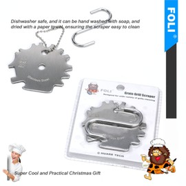 FOLI BBQ Grill Scraper, Ideal Gifts for Christmas, Bristle Free for Griddle, Prefect pressent for BBQ Lover, Stocking Stuffers for Adult, Kitchen Gadget Cleaner, Camping Accessories