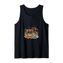 Horse in Flower Meadow with Butterflies Tank Top