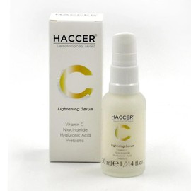 Haccer Lightening Skin Serum 30 ml - Vitamin C, Niacinamid, Hyaluronsäure und Präbiotikum - Feuchtigkeitsspendend, Schützend und Reduzierend Für Die Haut, Aufhellendes Hautserum