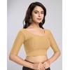 Trendmalls Women's Dobby Pure Cotton Elastin Stretchable Readymade Blouse (B01-Red-3XL)