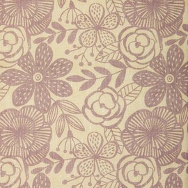 Kt KILOtela - Printed Canvas Fabric Decoration Tapestry Cushion Curtains Duvets Bags Tablecloths 100cm Length x 280cm Width Leaves Purple Beige - 1 Meter