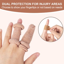 Deozu 15 Pcs Fingertip Bandages, Breathable Finger Gloves, Cotton Finger Protectors, Thumb Covers Finger Cots for Crafts, Garden, Kitchen, DIY, Sculpture