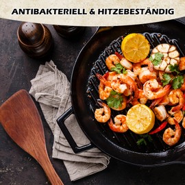 Set of 2 Wooden Spatulas for Cooking, Wooden Spatula Made of Solid Wood Hardwood Spatula 33 cm Wooden Cooking Spoon Ideal for Pan / Wok with Non-Stick Coating, Wooden Cooking Utensils