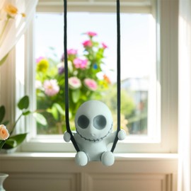 Automotive Interior Mirrors Decor - Vehicle Rearview Mirror Hanging Decor – Gentleman Skull Toy Car Decor, Cute Interior Accessory for Any Scene (Grey Skull)