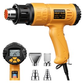 Heat Gun, SEEKONE 1800W Hot Air Gun Kit with Large Digital LCD Display Variable Temperature (122°F-1112°F) Memory Settings and 4 Nozzles for Paint Remover/Stripper, Home Improvement/Restoration