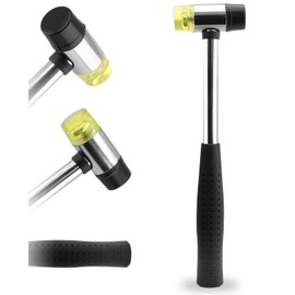 Cionyce Rubber Mallet Hammer, 25mm Dual Head Soft Mallet Hammer Nylon Rubber Hammer, Metal Mallet with 2pc Conversion Head for Jewelry, Leather Crafts, Woodworking