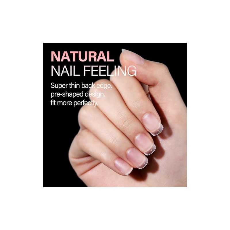 AILLSA Uñas Postizas Extra Cortas Cuadradas, Uñas de Gel, Uñas