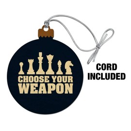 GRAPHICS & MORE Choose Your Weapon Chess Pawn Rook Knight King Queen Wood Christmas Tree Holiday Ornament