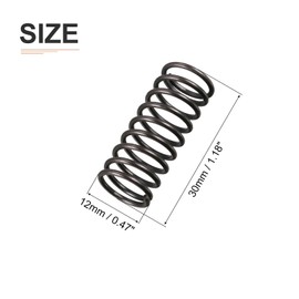 DTGN 1.2x12x30mm(DxODxL) Compression Spring - 20Pack - Good for Machinery - Spring Steel Extension Spring - Black