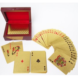RedBeryl Gold Plastic Playing Cards with Exclusive Case (GOLD Lattice)