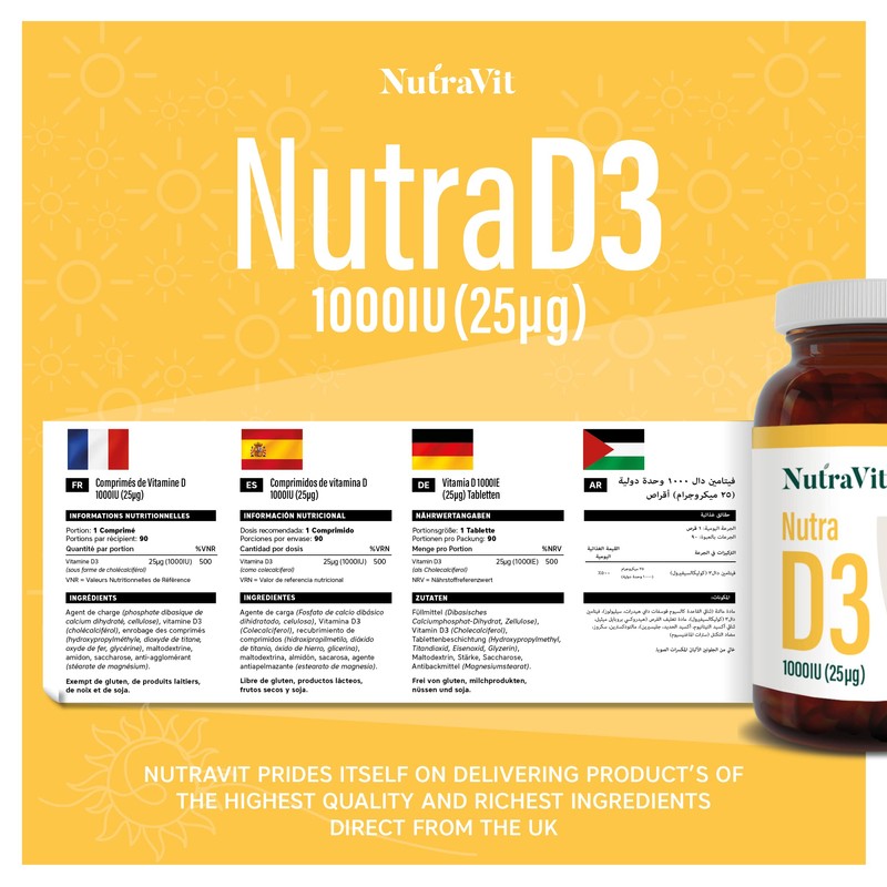 NUTRA D3 - Vitamin D 1000IU (25µg) - 90 Tablets
