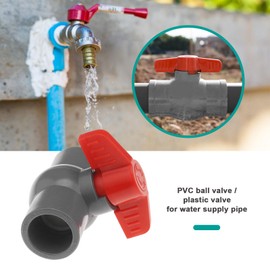 EMSea 4PCS PVC Ball Valve Hole Diameter PVC Socket End Shut Off Valve Used in Irrigation Swimming Pools Commercial Plumbing Aquariums Red Grey 25mm