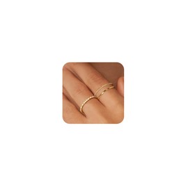 Moodear Thin 14k Gold Plated Thumb Ring Set for Women - Dainty Non Tarnish Rings Size 7
