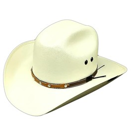 Modestone Traditional Rodeo Straw Cowboy Hat Ventilation Holes Off-White, Off-white, 7 5/8