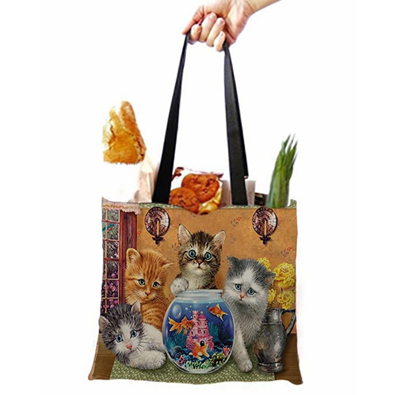 crazy bean Pack of 2 Printed Fabric Bags, Reusable Shopping