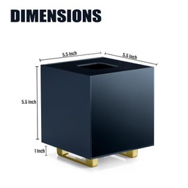 YoBa Thick Black Acrylic Tissue Box Holder Square Tissue Box Dispenser with Gold Plated Aluminum Legs for Bathroom, Kitchen, Bedroom, Office, Hotel and Restaurant