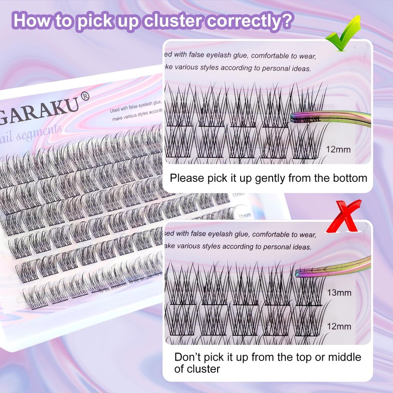 NAGARAKU Selfgrafting Segmented False Eyelashes, DIY Eyelashes, Triple Fish Tail