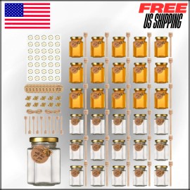 Does not apply Hexagon Honey Jars with Dipper for Baby Shower, Empty Glass for Wedding 4oz 30Pc