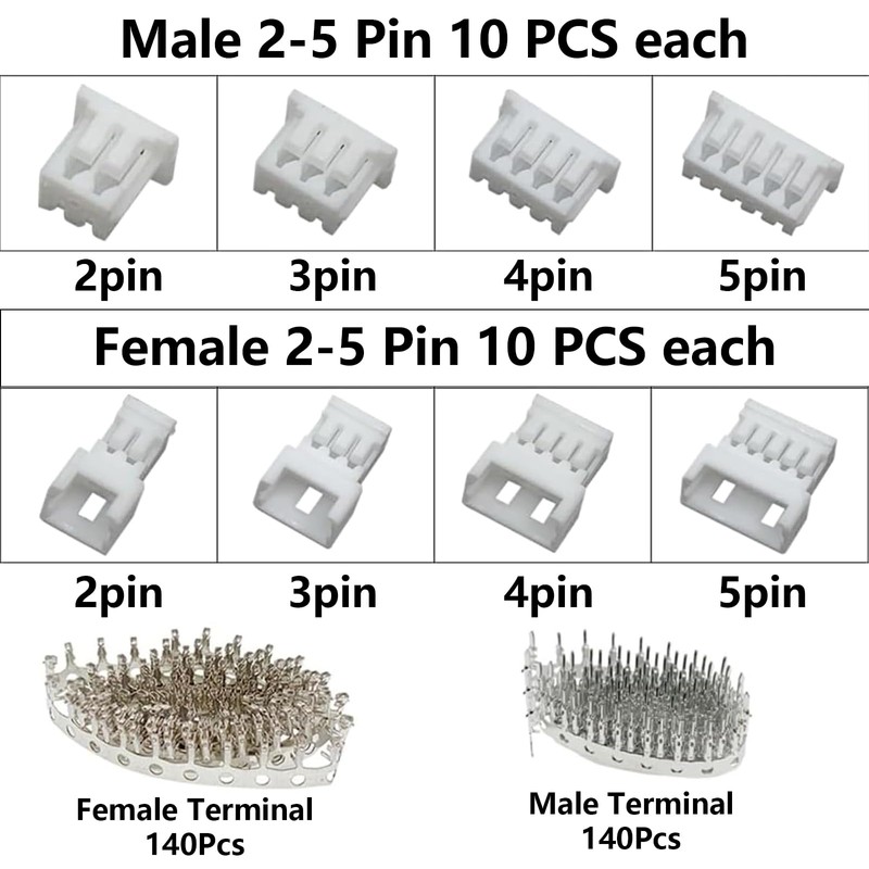 GIONAR 360 Pieces MX 1.25 mm Plug Kit, 2/3/4/5 Pin