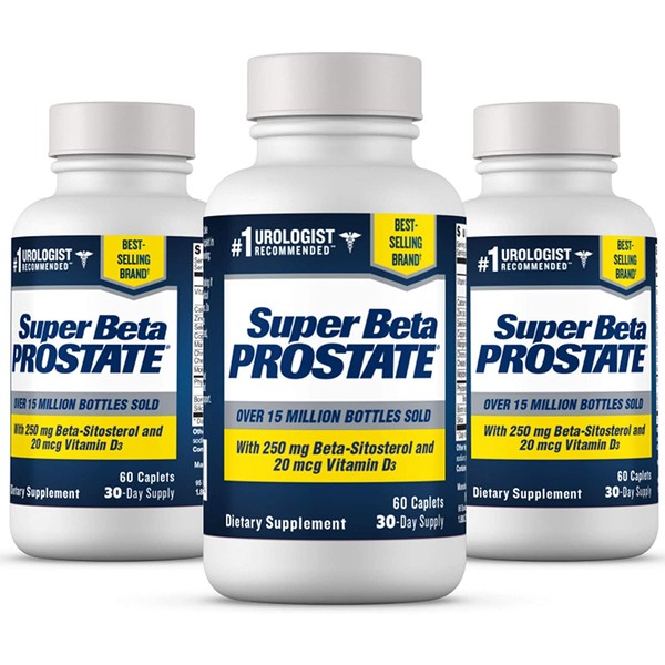 Super Beta Prostate Supplement for Men - Reduce Bathroom Trips Day & Night, Over 15 Million Bottles Sold - Promote Sleep, Better Bladder Emptying & Healthy Prostate, Beta Sitosterol (180ct, 3 Bottle)