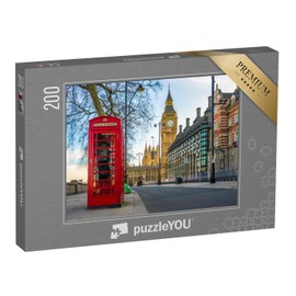 puzzleYOU: 200 Piece Puzzle - Telephone Box and Big Ben, London, England