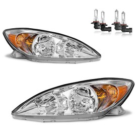 Vizotae Headlights Assembly for 2002-2004 Toyota Camry Halogen Headlamp Replacement, High/Low Beam W/Bulbs, Driver & Passenger Side