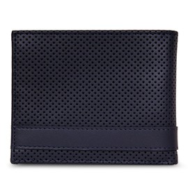 Nautica Men's Bifold Leather Wallet | RFID Blocking | ID Window | Card Slots | Organization | Durable | Stylish, Perforated-Navy, One Size