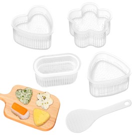 PIWOSGOL Onigiri Mould Set, Onigiri Maker, Sushi Moulds, Rice Mould, Sushi Mould, DIY Rice Ball Mould with Rice Spoon, Rice Ball Shaper, Sushi Mould, Nigiri Sushi Maker for Kitchen, Party, Beginners,