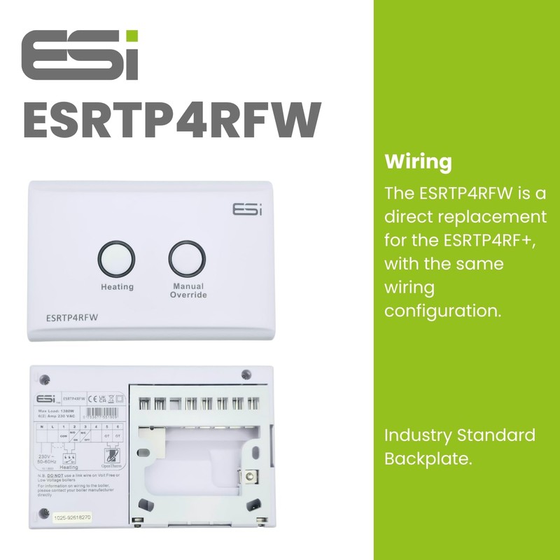 ESi ESRTP4RFW - Wireless Programmable Room Thermostat & Receiver (White)
