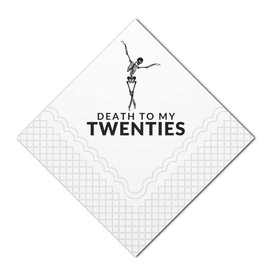 SharkBliss Servilletas de cóctel de Death To My Twenties, paquete de 50 servilletas de papel para bebidas de cóctel de 20 Death to My 20s Dirty 30 cumpleaños a granel para 30 cumpleaños, 2 capas, 5 x 5 pulgadas (Death To My 20s)