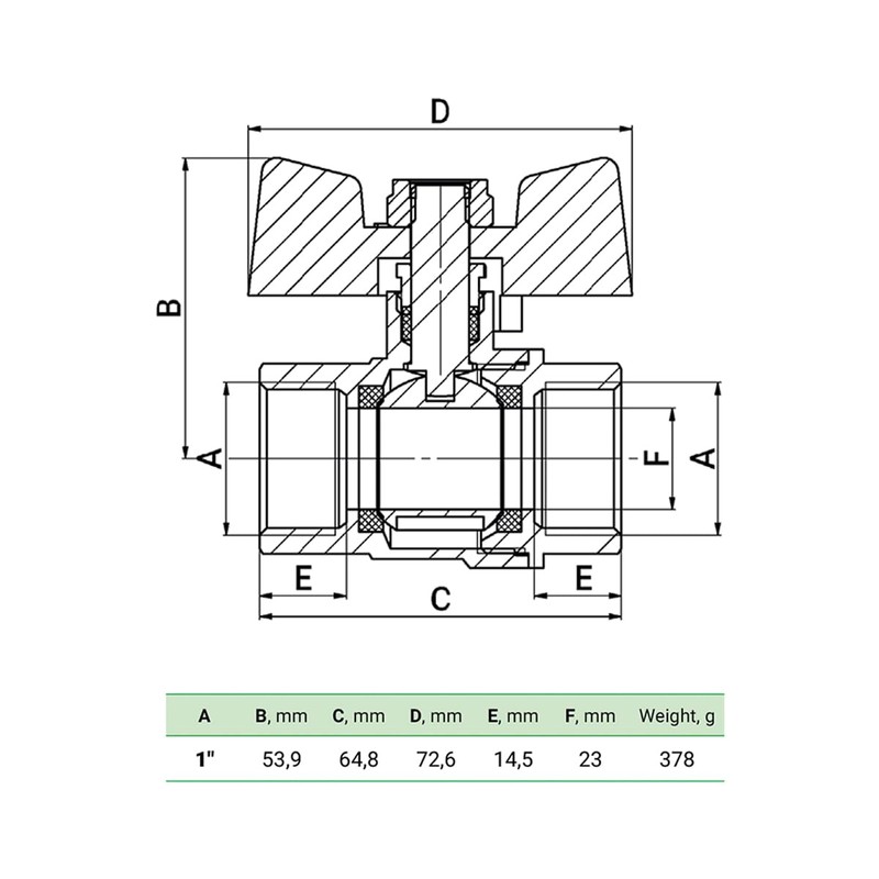 zencQ Ball Valve with Screw Connection 1 Inch FF, Brass
