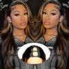 U Part Human Hair Wig Body Wave Highlight Wig #1b/30