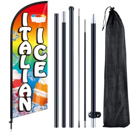 Remagr Italian Ice Feather Flag 7 ft Advertising Swooper Flag Banner Signs with Pole and Ground Stake Stand for Store Business Outside