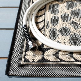SAFAVIEH Courtyard Collection Area Rug - 6'7" Square, Grey & Black, Leopard Print Design, Non-Shedding & Easy Care, Indoor/Outdoor & Washable-Ideal for Patio, Backyard, Mudroom (CY6100-25612)
