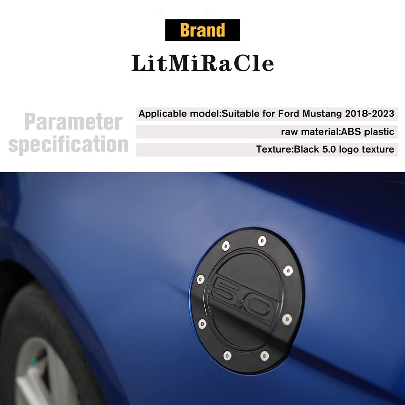 LitMiRaCle Fuel Tank Cap Cover for Ford Mustang GT, Gas
