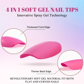 SXVME Hot Pink Soft Gel Nail Tips Short Square Pre-colored Gel Tips Short Press on Nails Pre Applied Tip Primer Natural Acrylic Fake Nails Extensions for DIY Nail,300Pcs