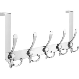 Unbranded Over The Door Towel Rack Coat Hanger for Bathroom Kitchen Bedroom with 5 Hooks
