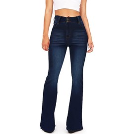 KDF Bell Bottom Jeans for Women High Waisted Flare Jeans for Women Wide Leg Denim Jean Pants Deep Blue Size 8