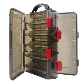 10/14 Compartments Double-Sided Fishing Lure Hook Tackle Box Visible Hard Plastic Clear Fishing Lure Bait Squid Jig Minnows Hooks Accessory Storage Case Container (Brown-10 Slots)