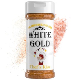 White Gold Chef’s Kiss All Purpose Seasoning with Pink Himalayan Sea Salt - Gourmet Seasoned Salt Blend Perfect for Cooking Meats & Vegetables, Natural Ingredients, Gluten-Free, Vegan, Keto Friendly