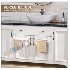 HOISIMDY Kitchen Towel Holder Over Cabinet Door Towel Rack Hand Towel Bar Multipurpose for Kitchen or Sink