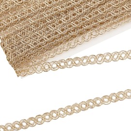 GOMAKERER 10.94 Yards Tiny Lace Trim, 0.2 Inch Wide Doll Mini Lace Trim DIY Craft Ribbon for Doll Clothes Sewing Craft Supplies and Gift Wrapping Decorations, Golden