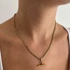 Charm Necklace 14k Gold T Bar Necklace Dainty Gold Paperclip