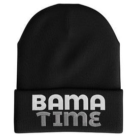 Bama Time Beanie Hat for Men, Alabama Football Hat, Fully Embroidered Hat, Alabama Gifts Black