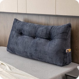 ZOEMO Large Bolster Triangular Headboard Wedge Backrest Positioning Support Bed Rest Reading Pillows Headboard Wedge Pillows for Day Bed Bunk Bed with Removable Cover, Twin (39x8x20 Inches)