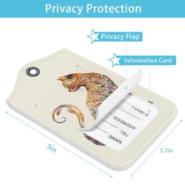 LARTSFRO Cat Luggage Tags for Suitcases, Preppy Luggage Tag, Back to School for Students, Trendy Girly 2 Pack Travel Luggage Tag, Teen Girls Gifts Suitcase Tags