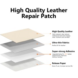 OcePor Self Adhesive Leather Repair Patch, 17x90 inch Leather Repair Tape, Leather Patches for Furniture, Vinyl Leather Repair Kit for Couches, Boat Seats, Furniture, Cars(Beige White)