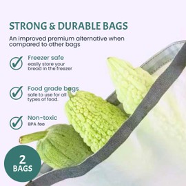 Reusable Bread Bags for Homemade Bread (2PCS)- Clear Bread Bag with Ties For An Airtight Moisture-free Preservation and Storage- Bread Loaf Bags for Home Bakers and Bakery Owners