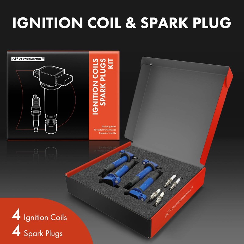 A-Premium (Blue) Set of 8 Ignition Coil Pack and Iridium