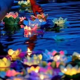 Superdream Solar Power Energy Floating Lotus Flower LED Accent Light for Pool Pond Garden Night Light